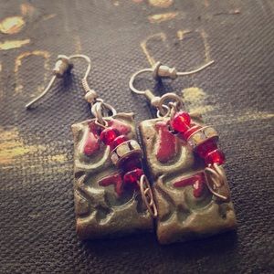 Red and green earrings